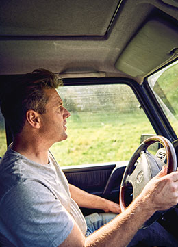 Farmer in a car (photo)